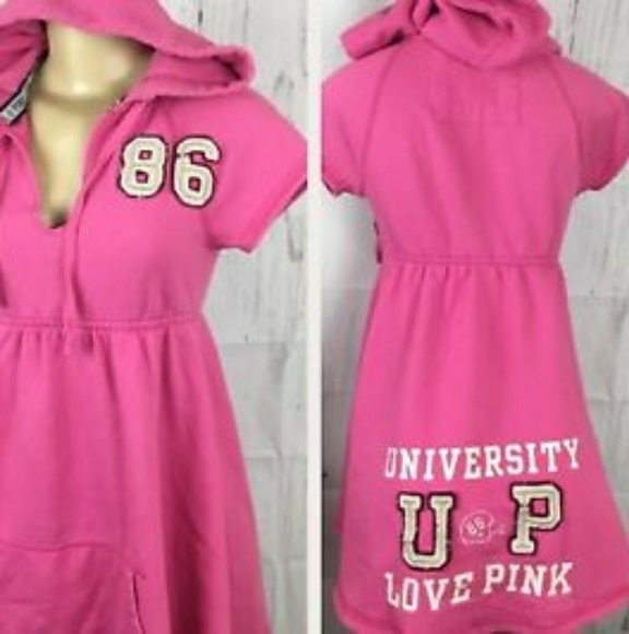 PINK Victoria's Secret Dresses & Skirts - Pink Victoria's Secret Embroidered Hoodie Dress S